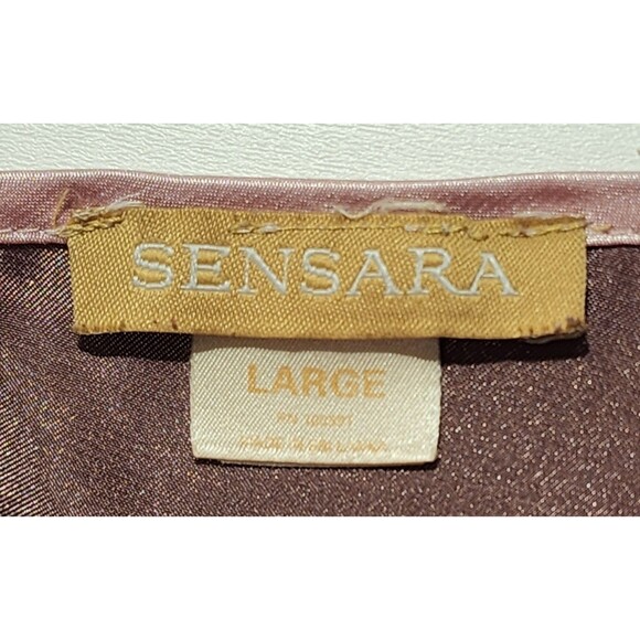 Sensara Satin Long Nightgown Brown  Lace Trim V Neck Plunge Womens Size L - Picture 4 of 9